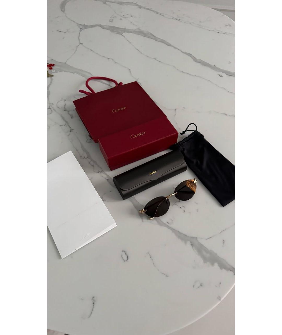 CARTIER Золотые металлические солнцезащитные очки, фото 4