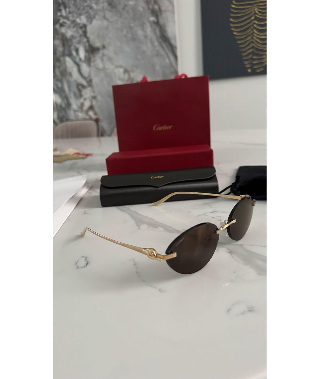 CARTIER Золотые металлические солнцезащитные очки, фото 2