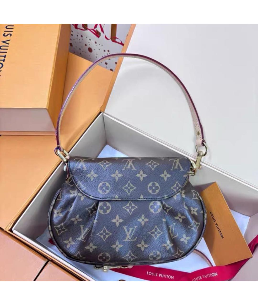 LOUIS VUITTON Коричневая кожаная сумка через плечо, фото 3