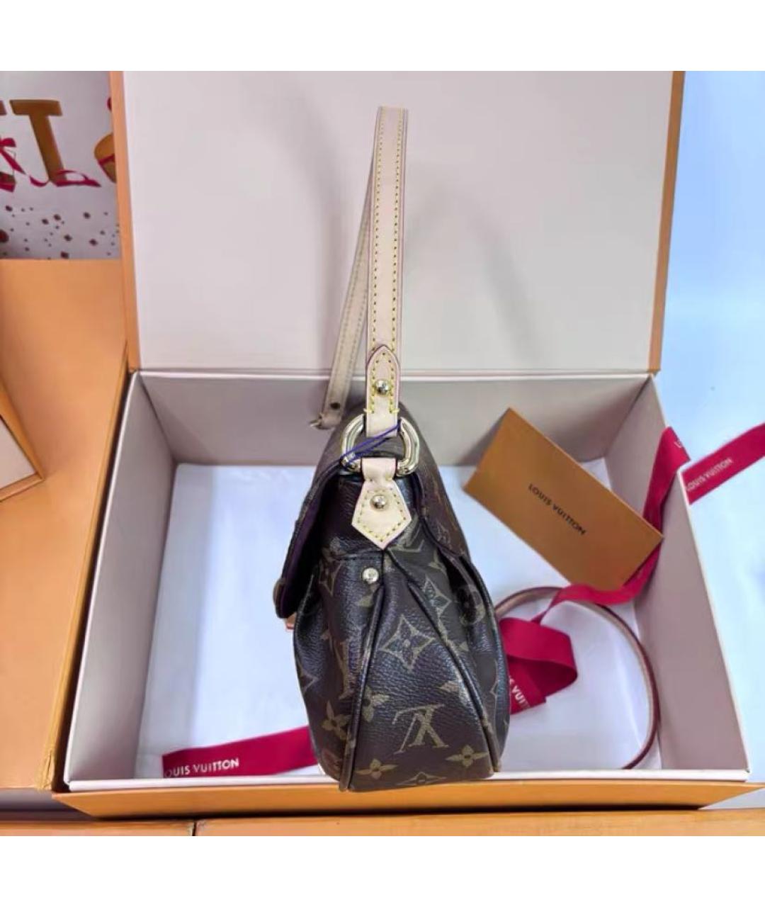 LOUIS VUITTON Коричневая кожаная сумка через плечо, фото 4
