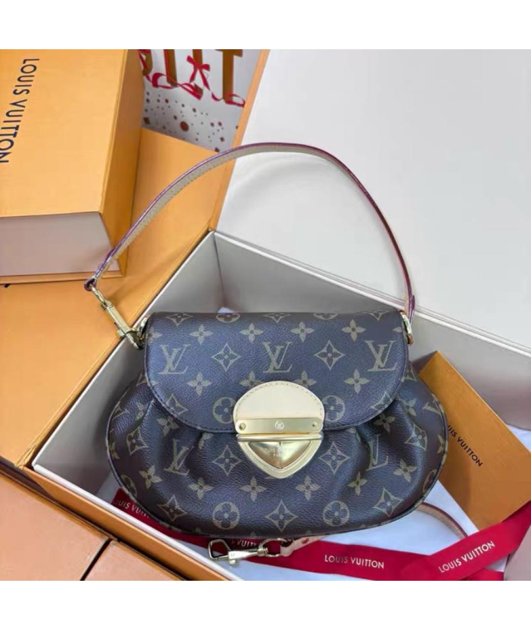 LOUIS VUITTON Коричневая кожаная сумка через плечо, фото 2