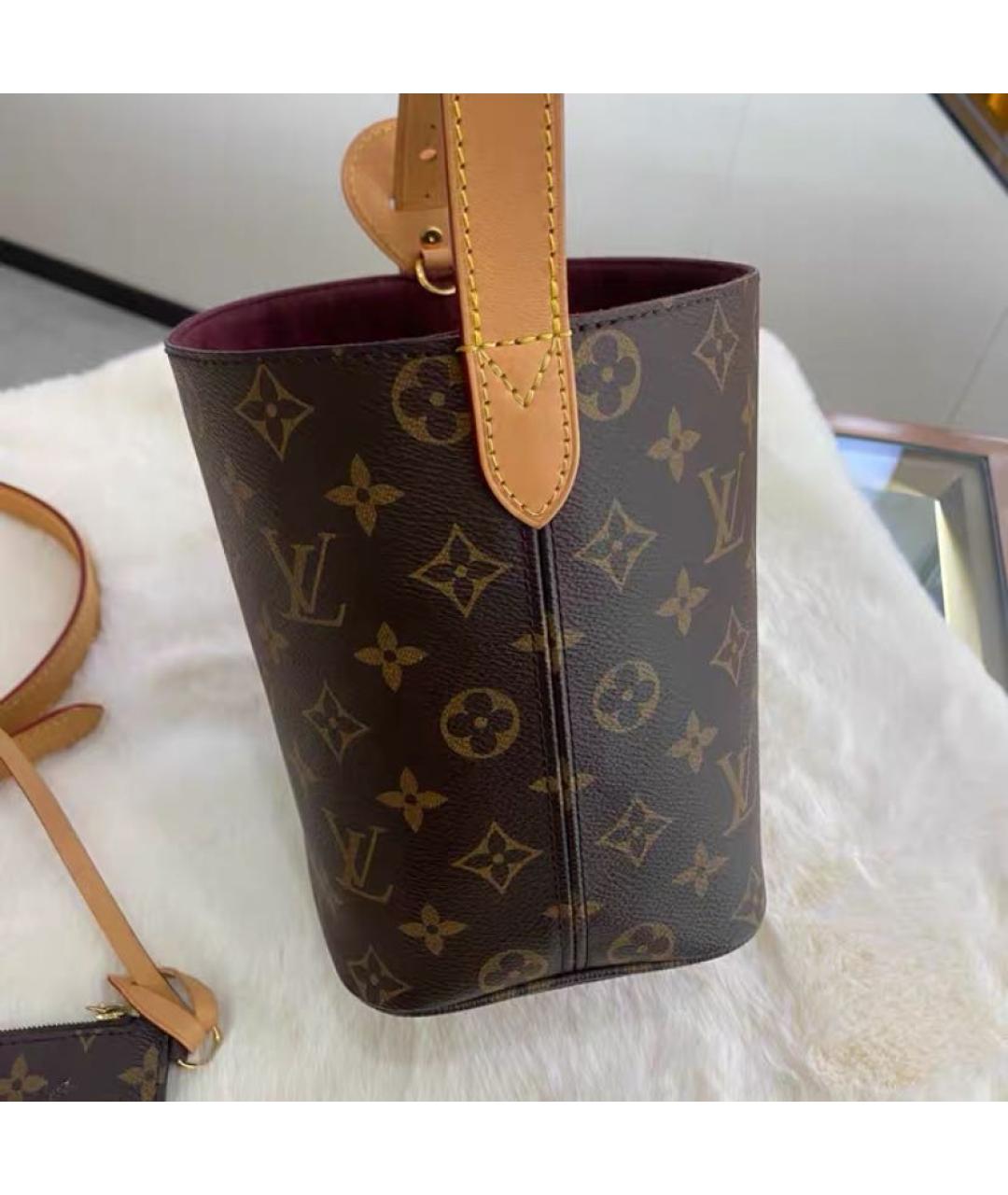 LOUIS VUITTON Коричневая кожаная сумка с короткими ручками, фото 3