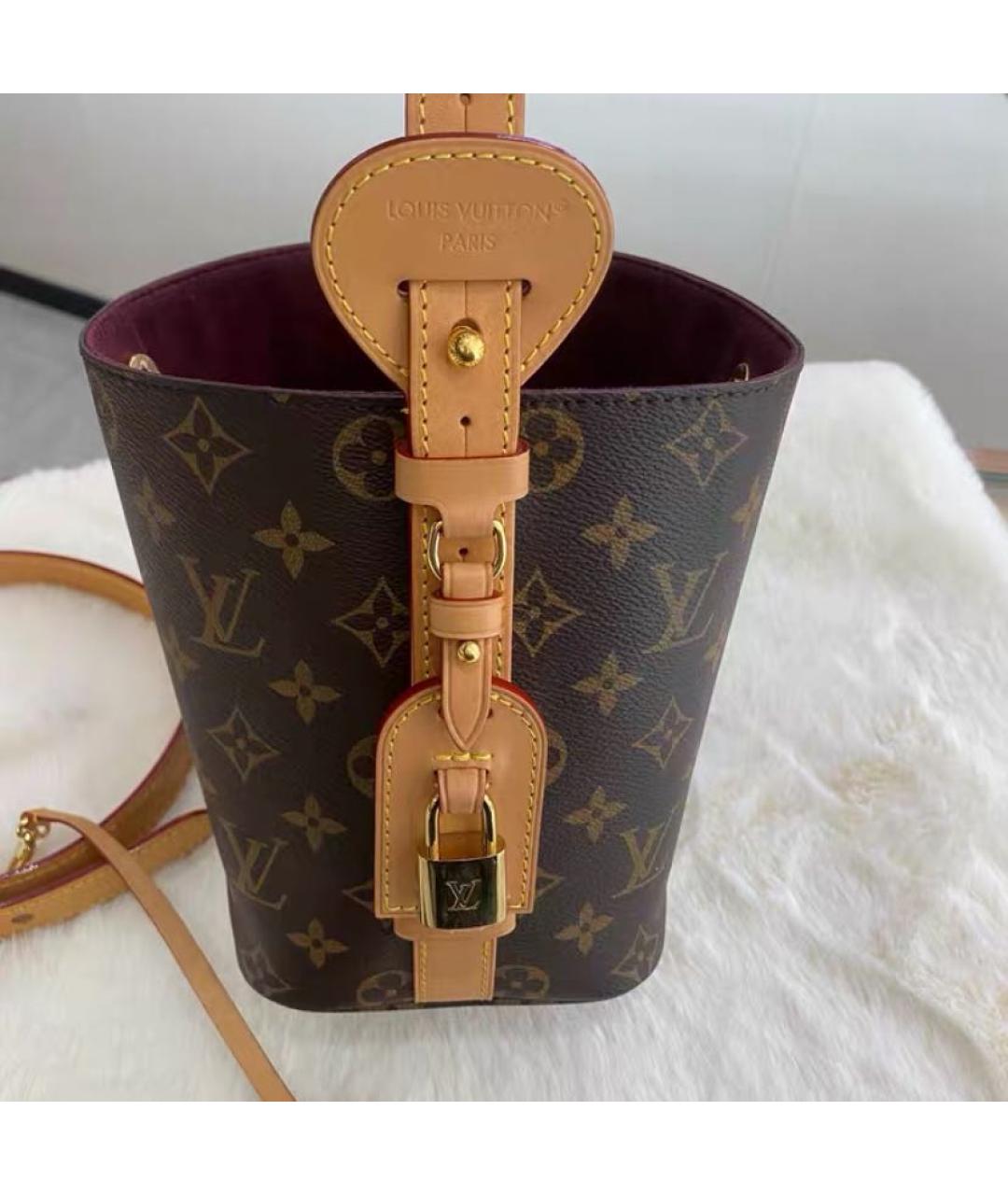 LOUIS VUITTON Коричневая кожаная сумка с короткими ручками, фото 4