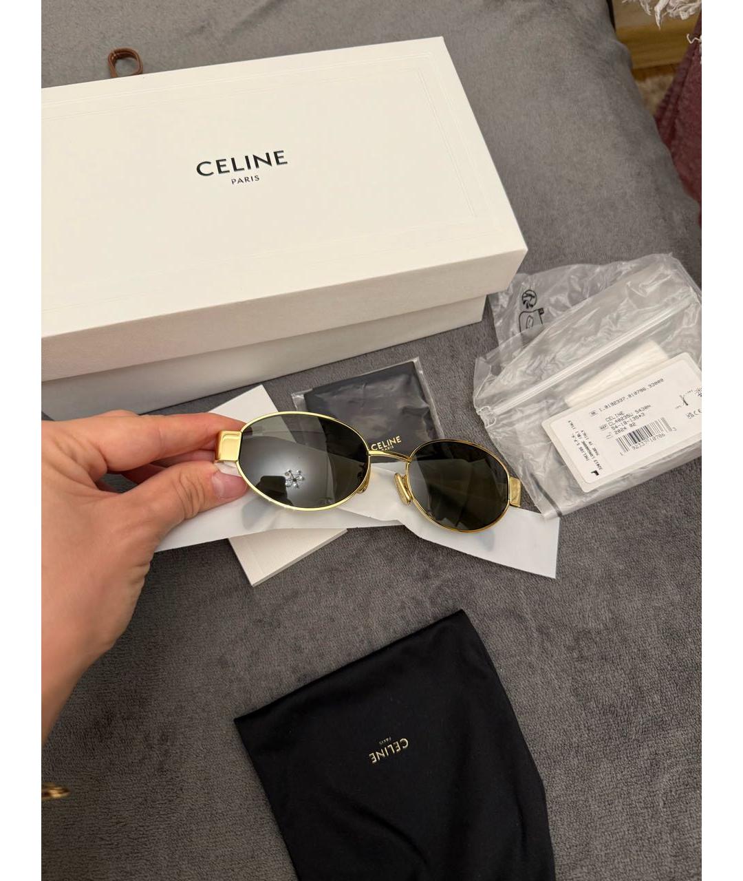 CELINE Золотые металлические солнцезащитные очки, фото 7