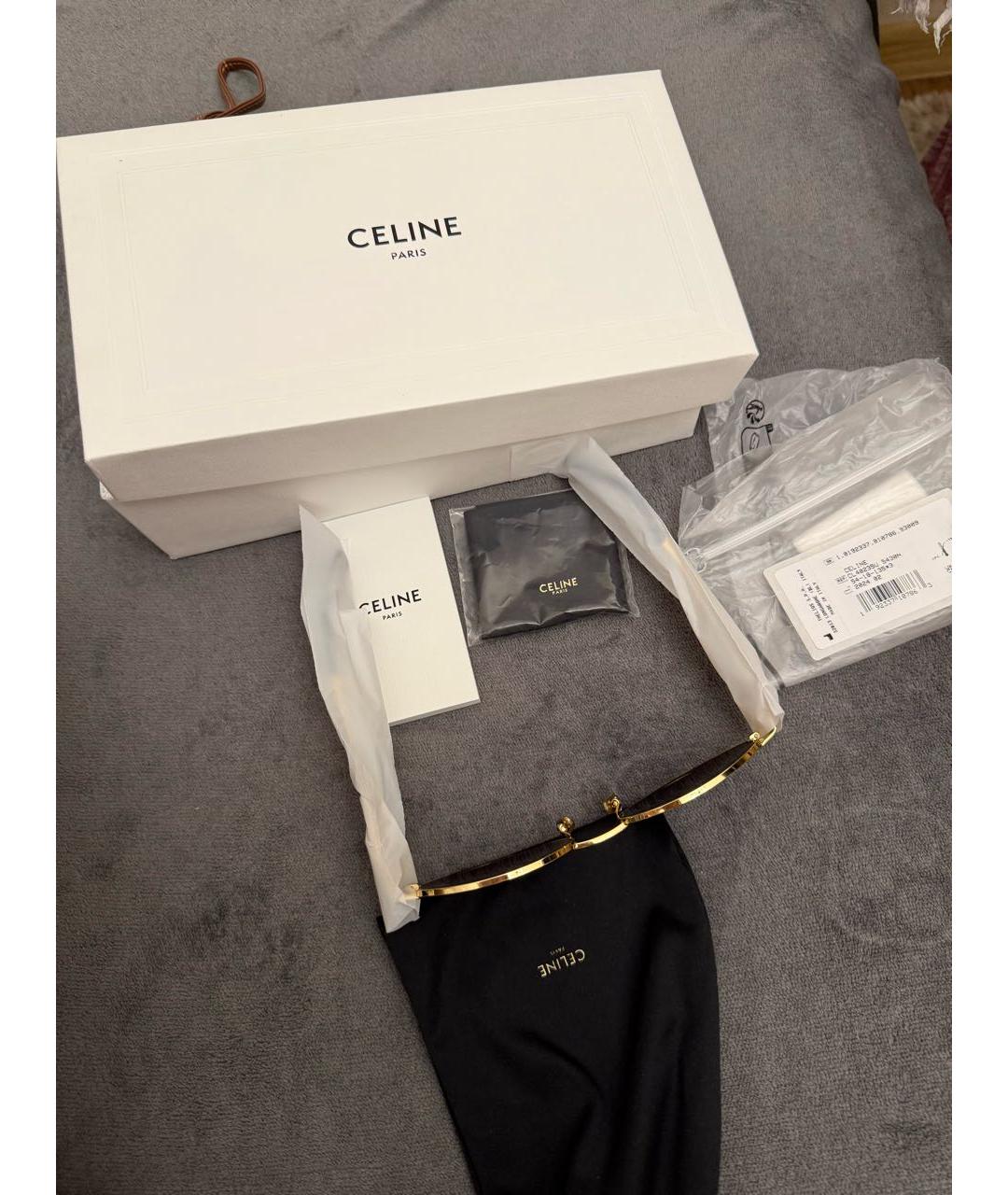 CELINE Золотые металлические солнцезащитные очки, фото 6