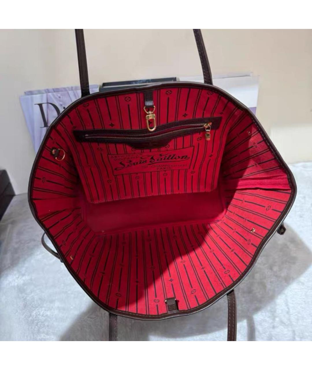 LOUIS VUITTON Коричневая кожаная сумка тоут, фото 4