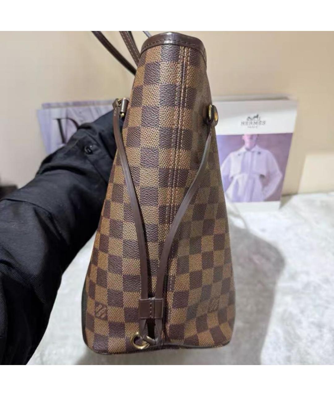 LOUIS VUITTON Коричневая кожаная сумка тоут, фото 3