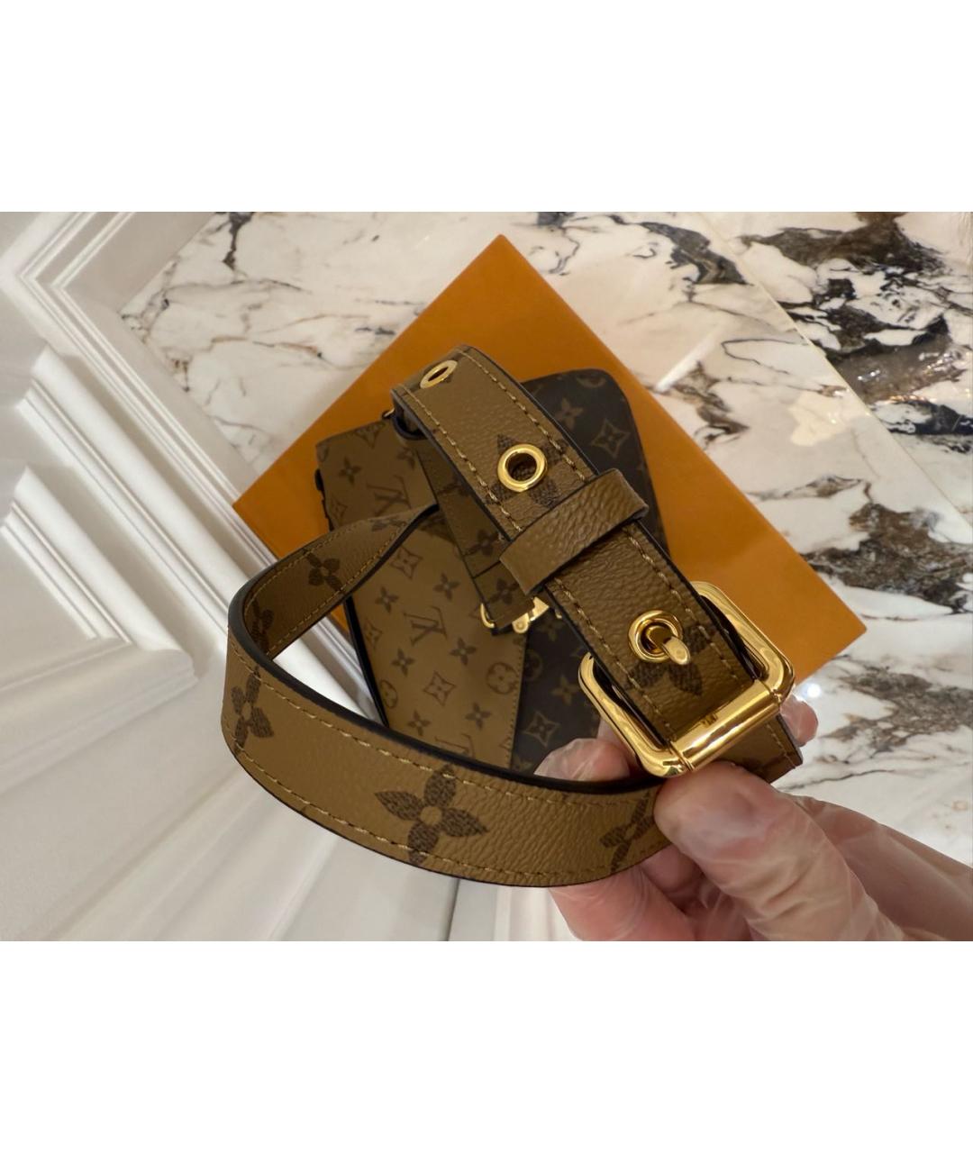 LOUIS VUITTON Коричневая кожаная сумка через плечо, фото 3
