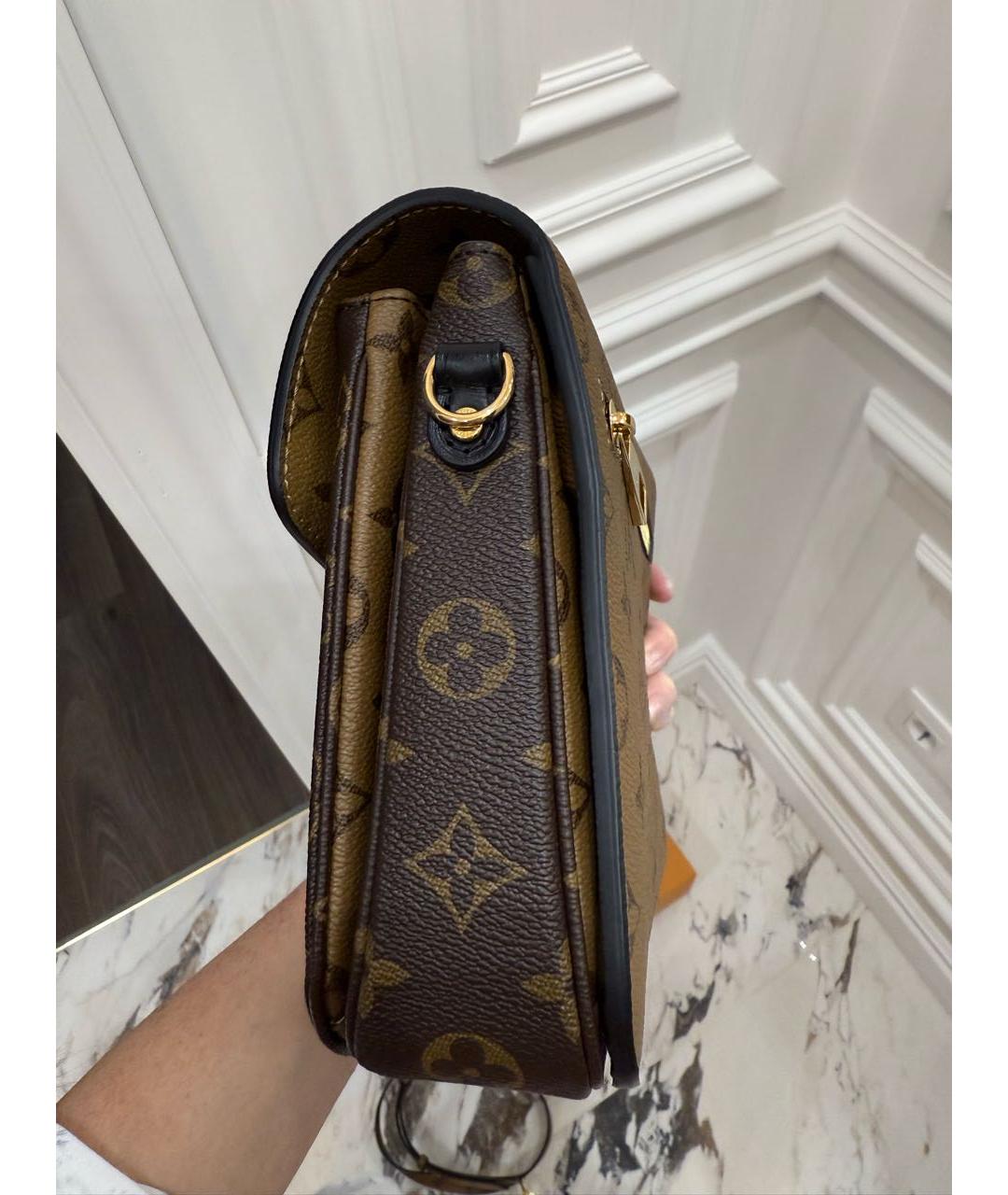 LOUIS VUITTON Коричневая кожаная сумка через плечо, фото 4