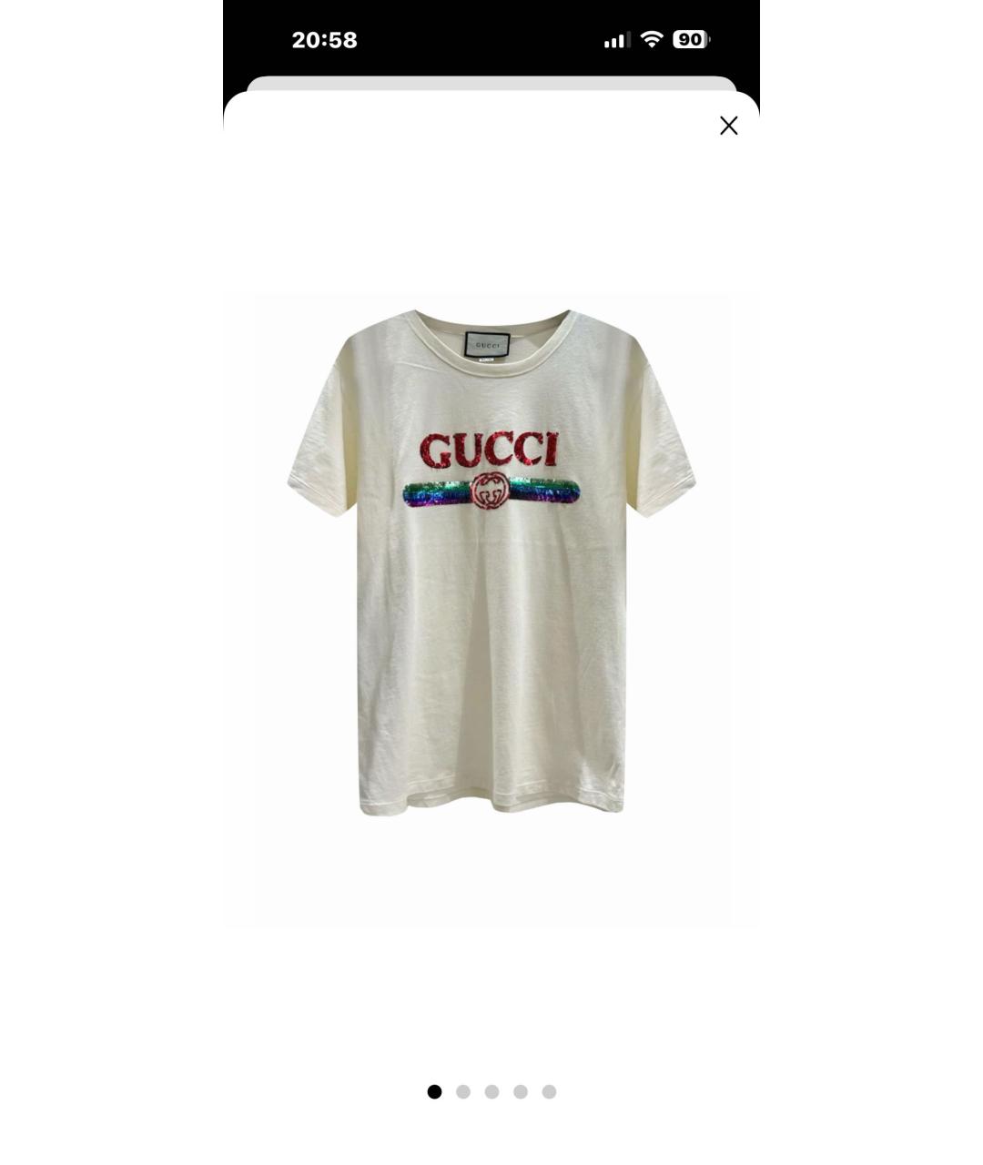 GUCCI Бежевая хлопковая футболка, фото 6