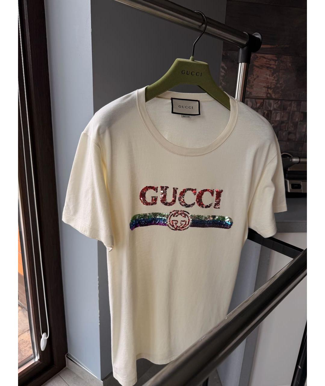 GUCCI Бежевая хлопковая футболка, фото 2