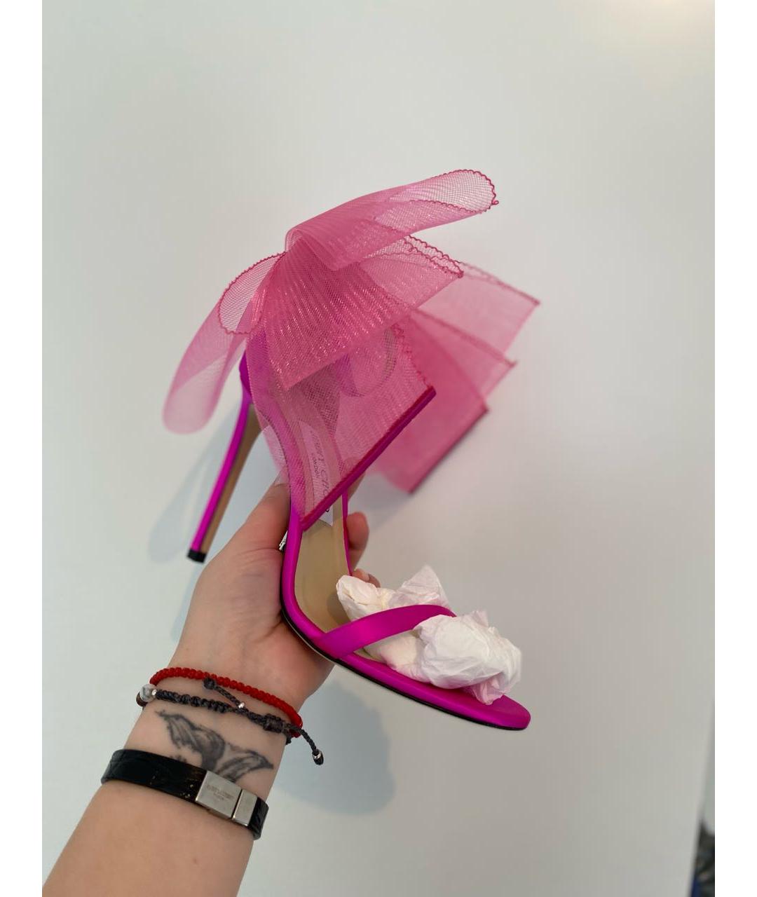 JIMMY CHOO Фуксия текстильные босоножки, фото 8