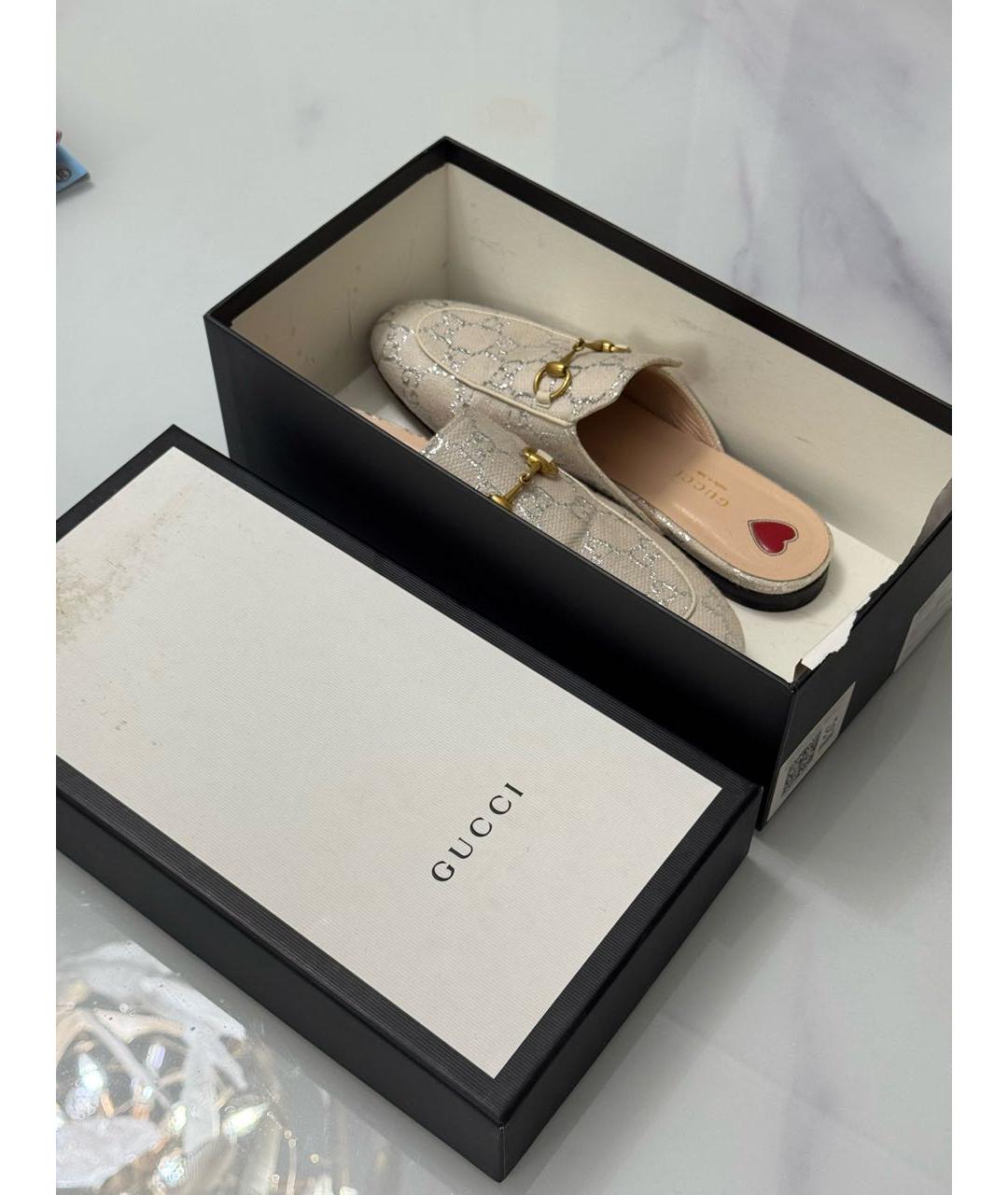 GUCCI Бежевые текстильные мюли, фото 5