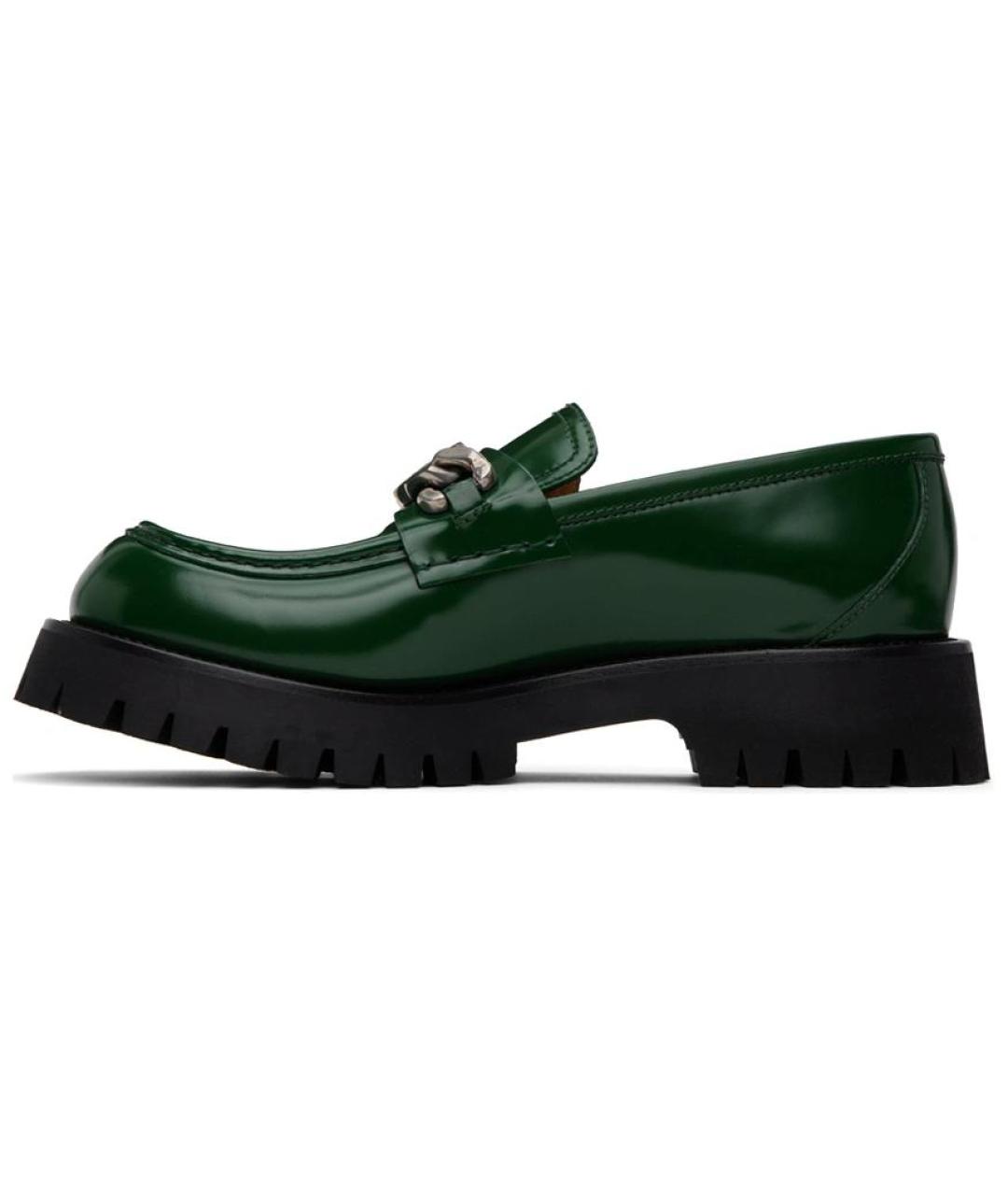 GUCCI Зеленые кожаные лоферы, фото 2