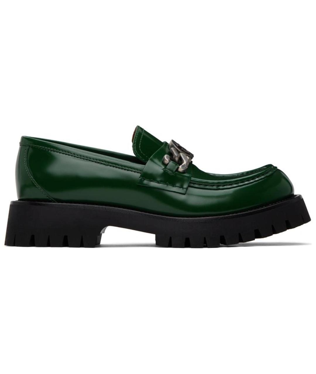 GUCCI Зеленые кожаные лоферы, фото 1