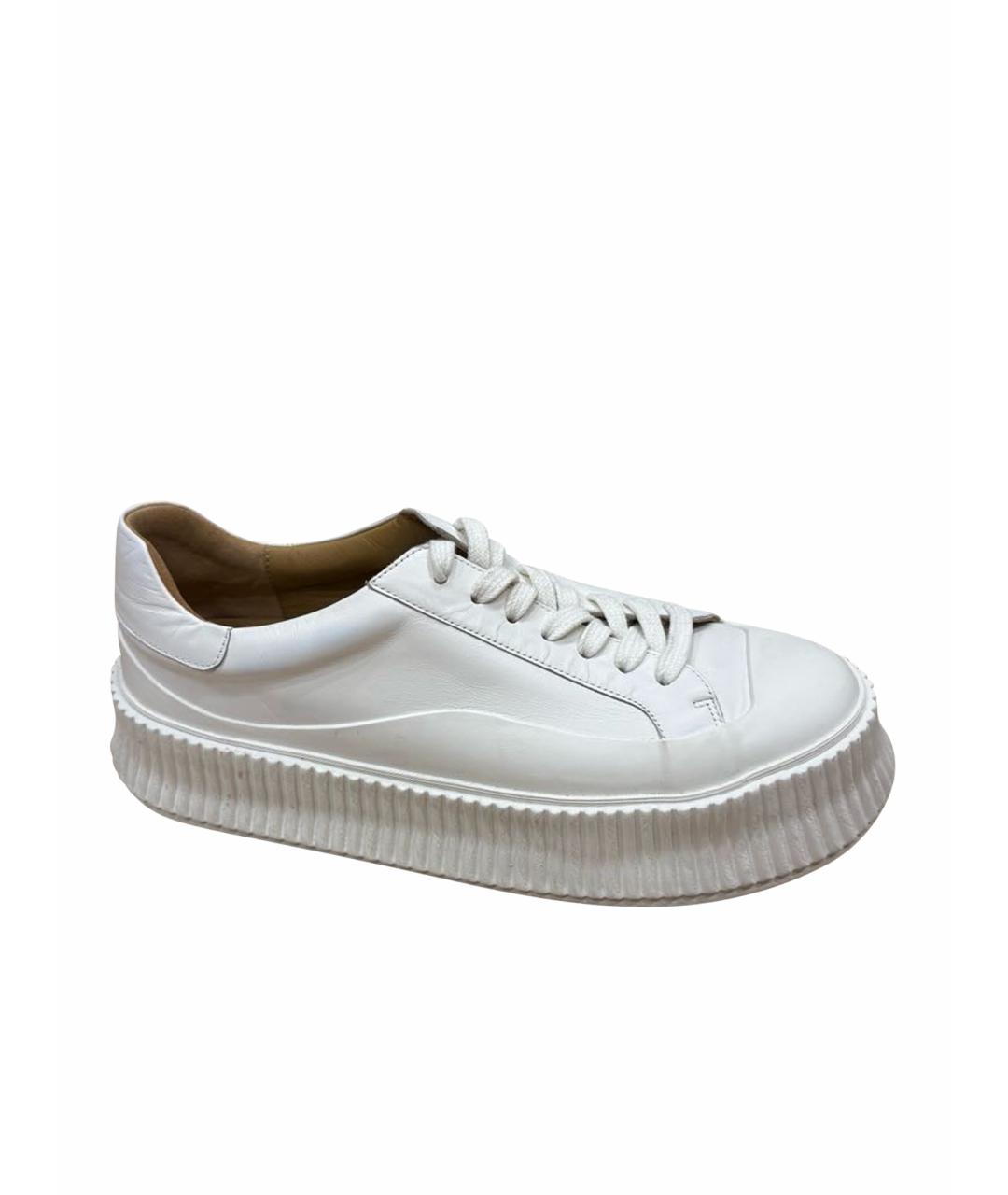 JIL SANDER Белые кожаные кеды, фото 1
