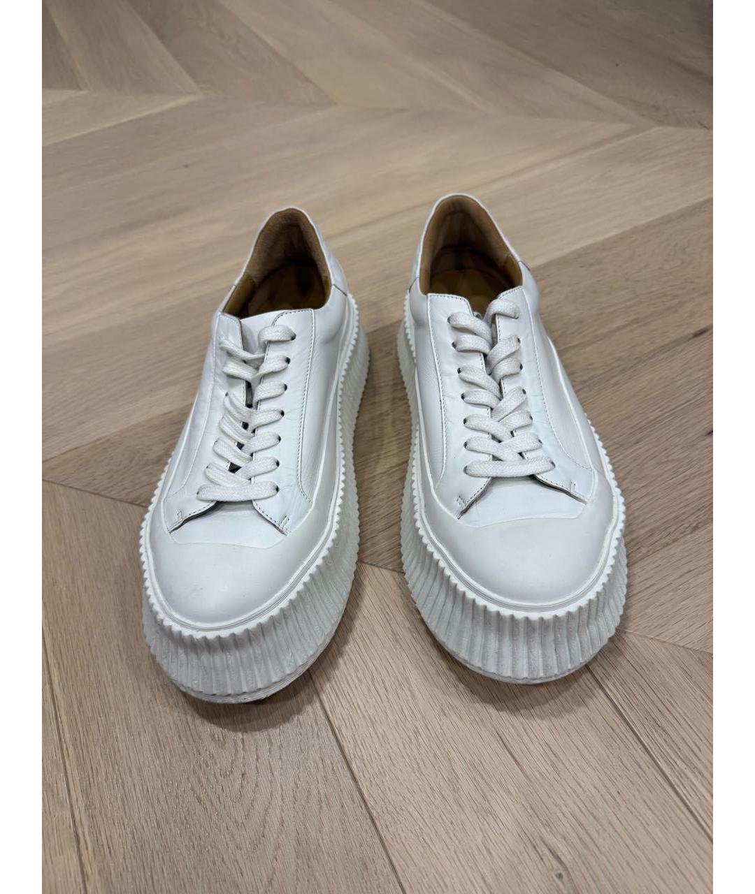 JIL SANDER Белые кожаные кеды, фото 2