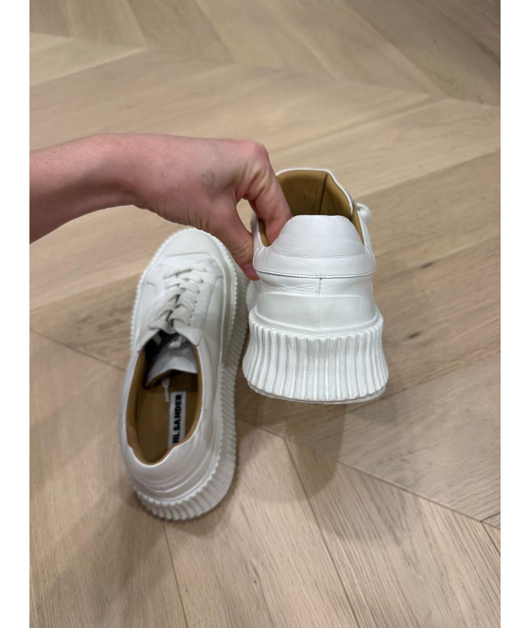 JIL SANDER Белые кожаные кеды, фото 4