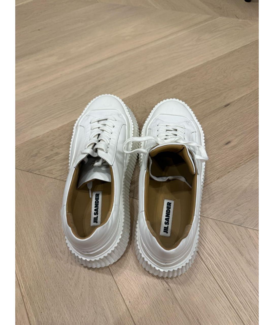 JIL SANDER Белые кожаные кеды, фото 3