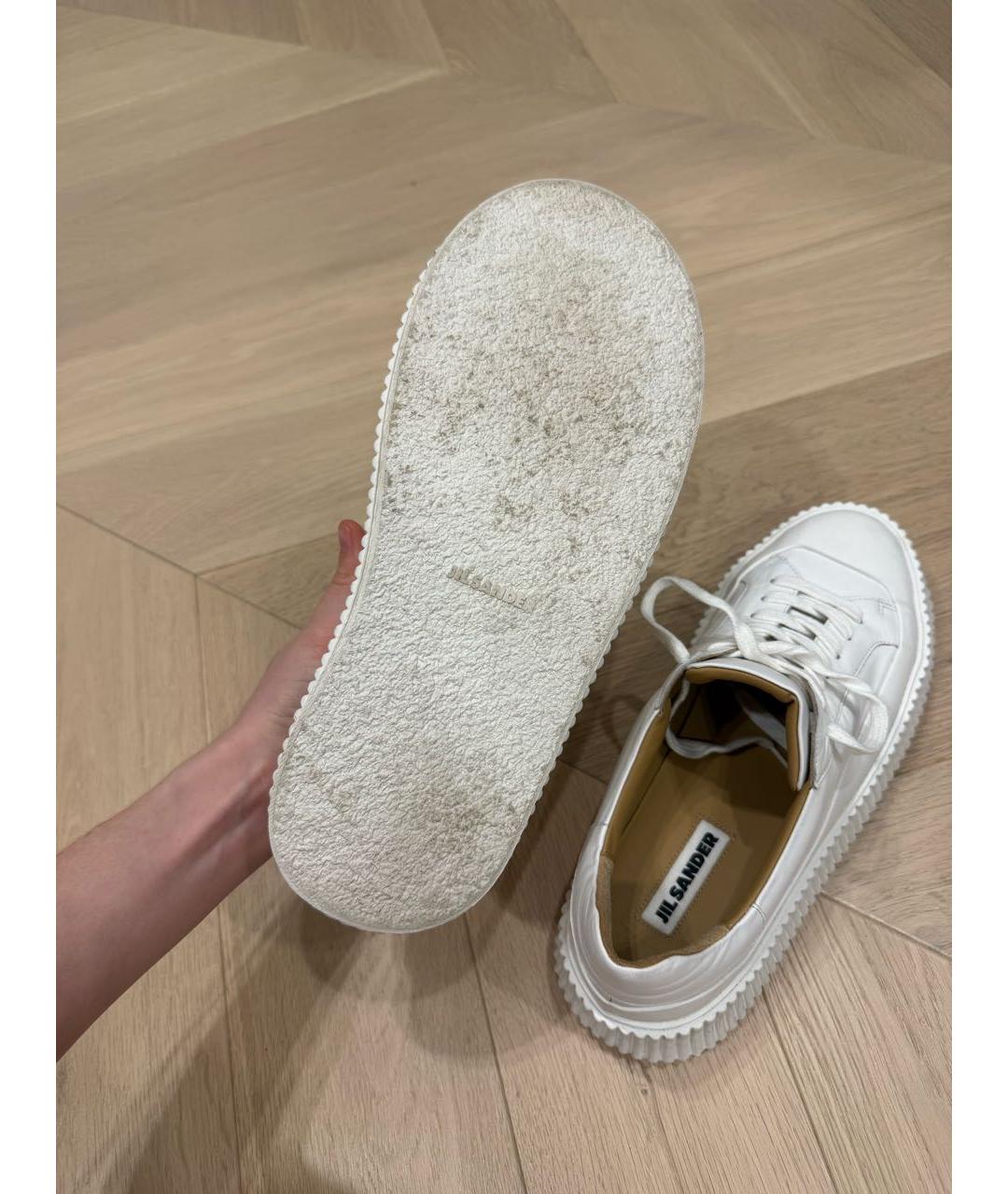 JIL SANDER Белые кожаные кеды, фото 6