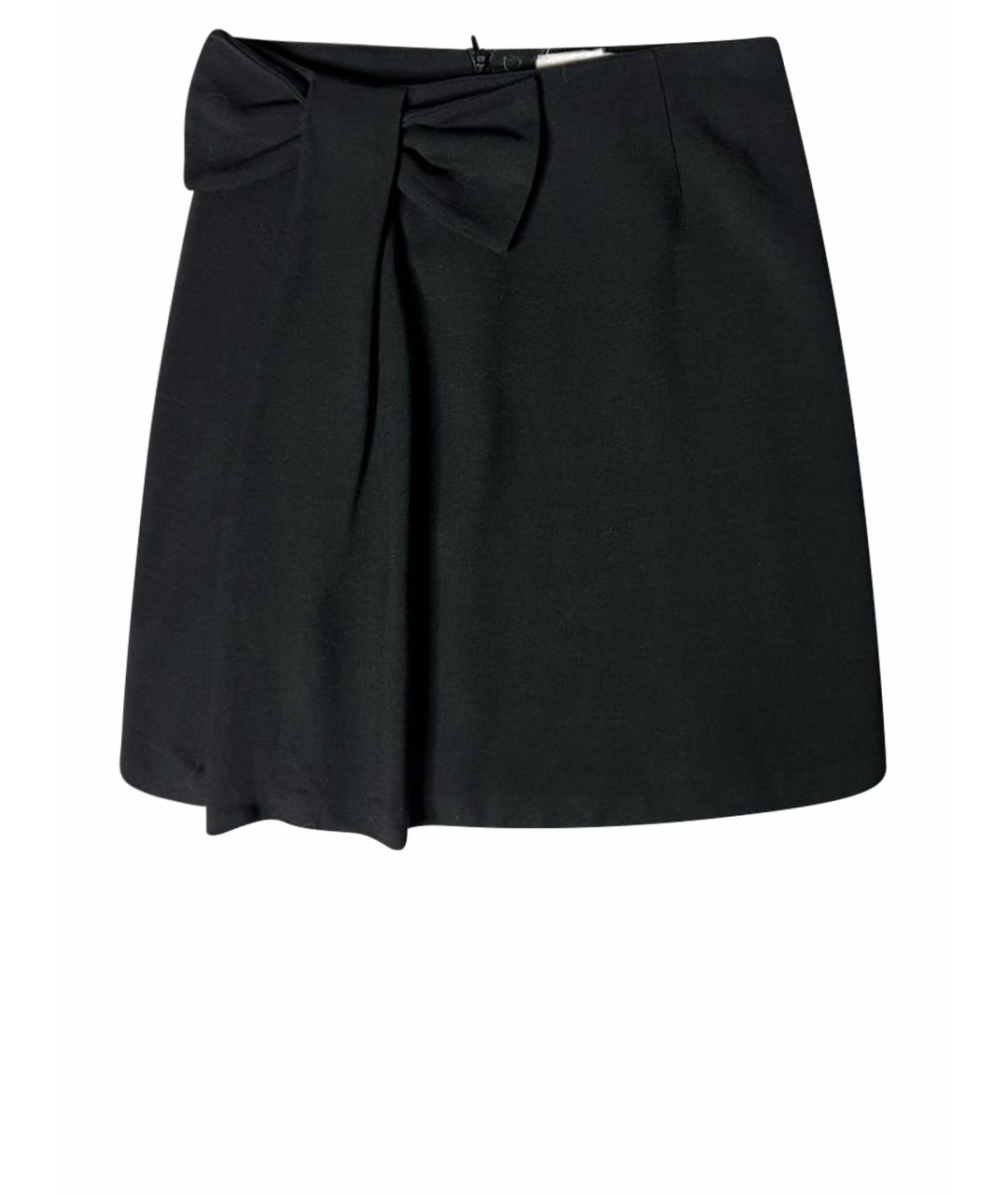 RED VALENTINO Черная шерстяная юбка мини, фото 1