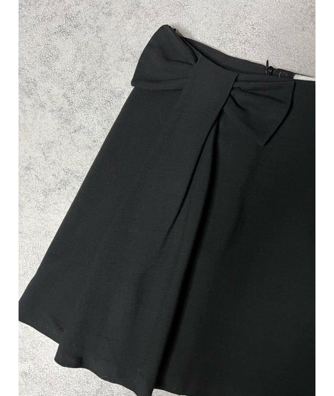 RED VALENTINO Черная шерстяная юбка мини, фото 4