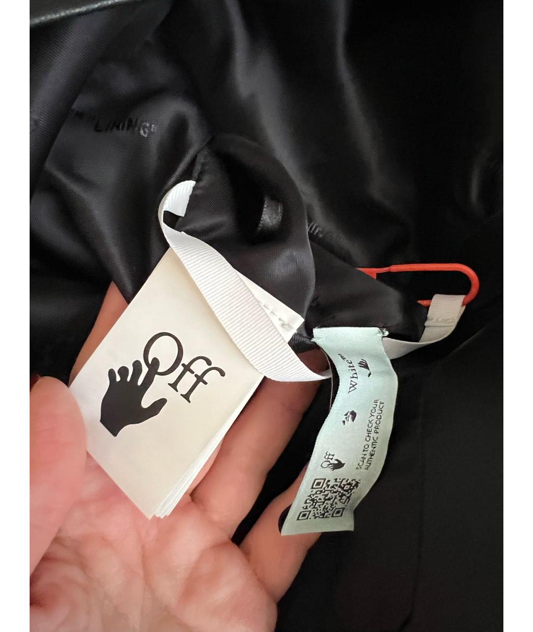 OFF-WHITE Черная кожаная юбка мини, фото 5