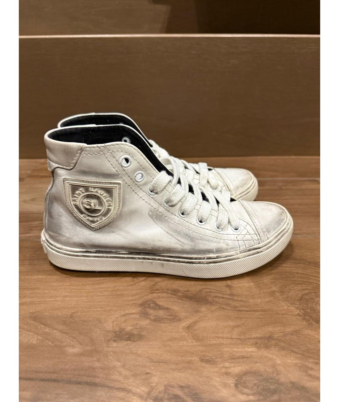 SAINT LAURENT Белые кожаные кеды, фото 8