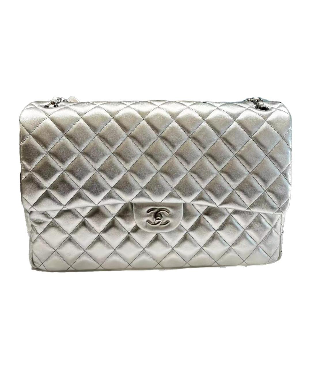 CHANEL Серебряная кожаная сумка через плечо, фото 1