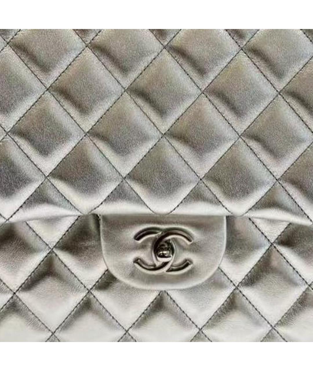 CHANEL Серебряная кожаная сумка через плечо, фото 4
