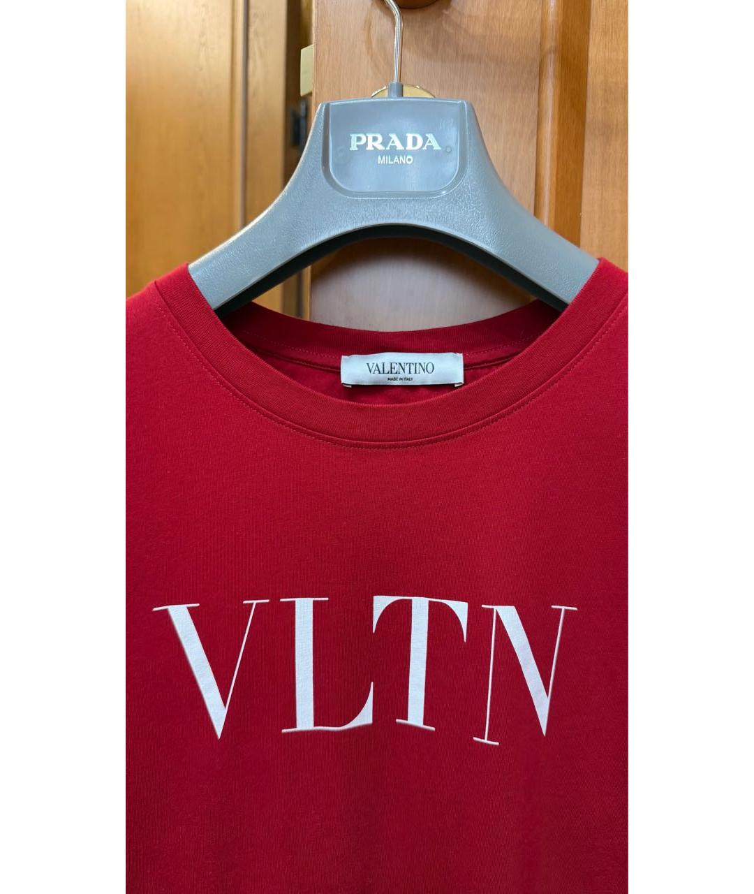 VALENTINO Красная хлопковая футболка, фото 3