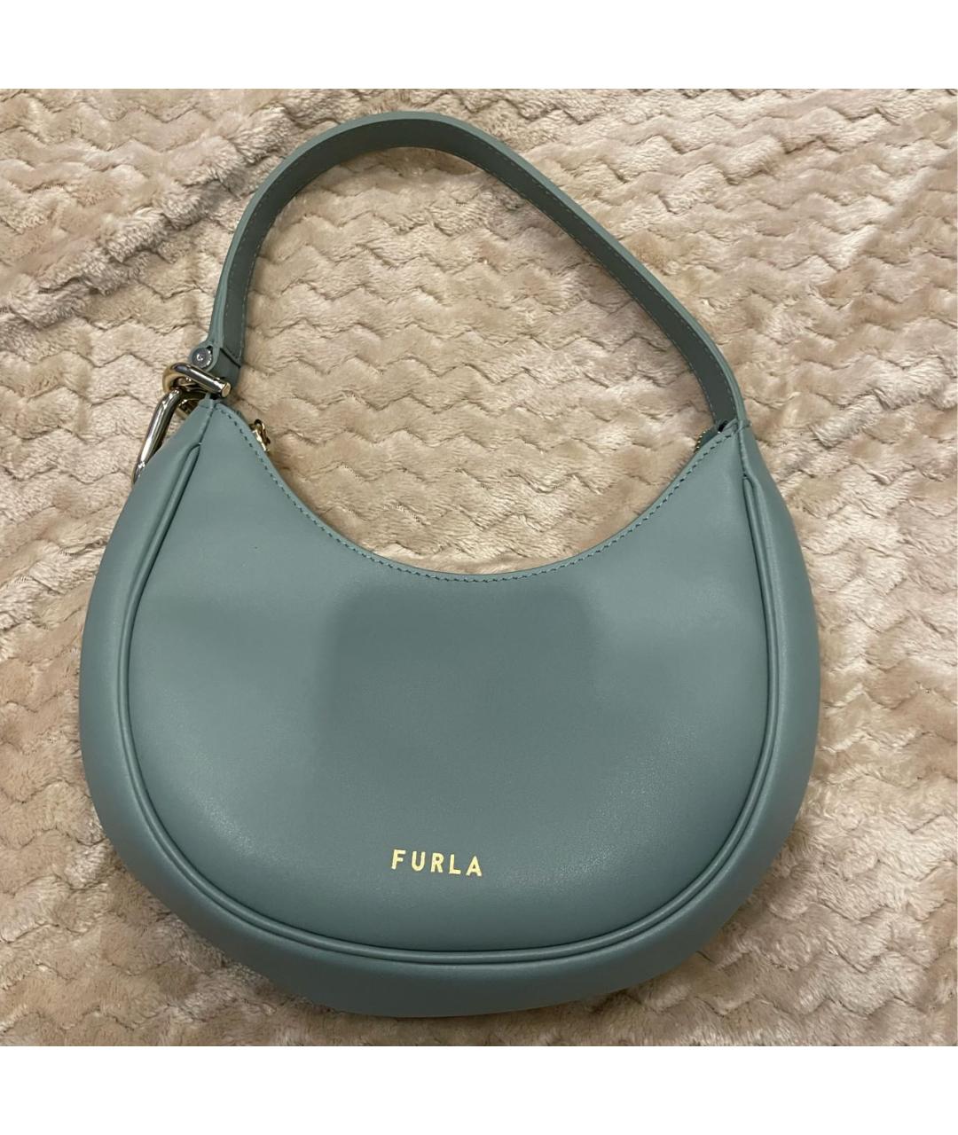 FURLA Зеленая кожаная сумка с короткими ручками, фото 5