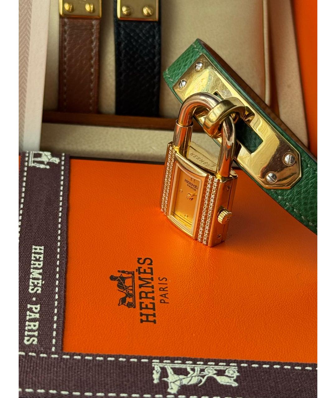 HERMES Золотые латунные часы, фото 4