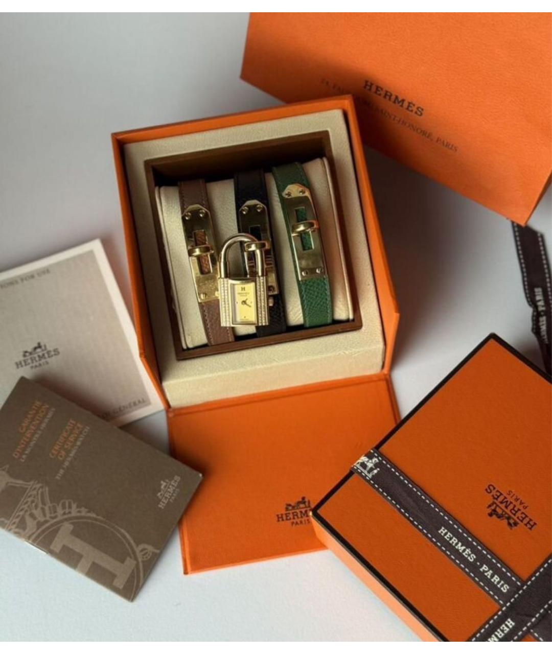 HERMES Золотые латунные часы, фото 6