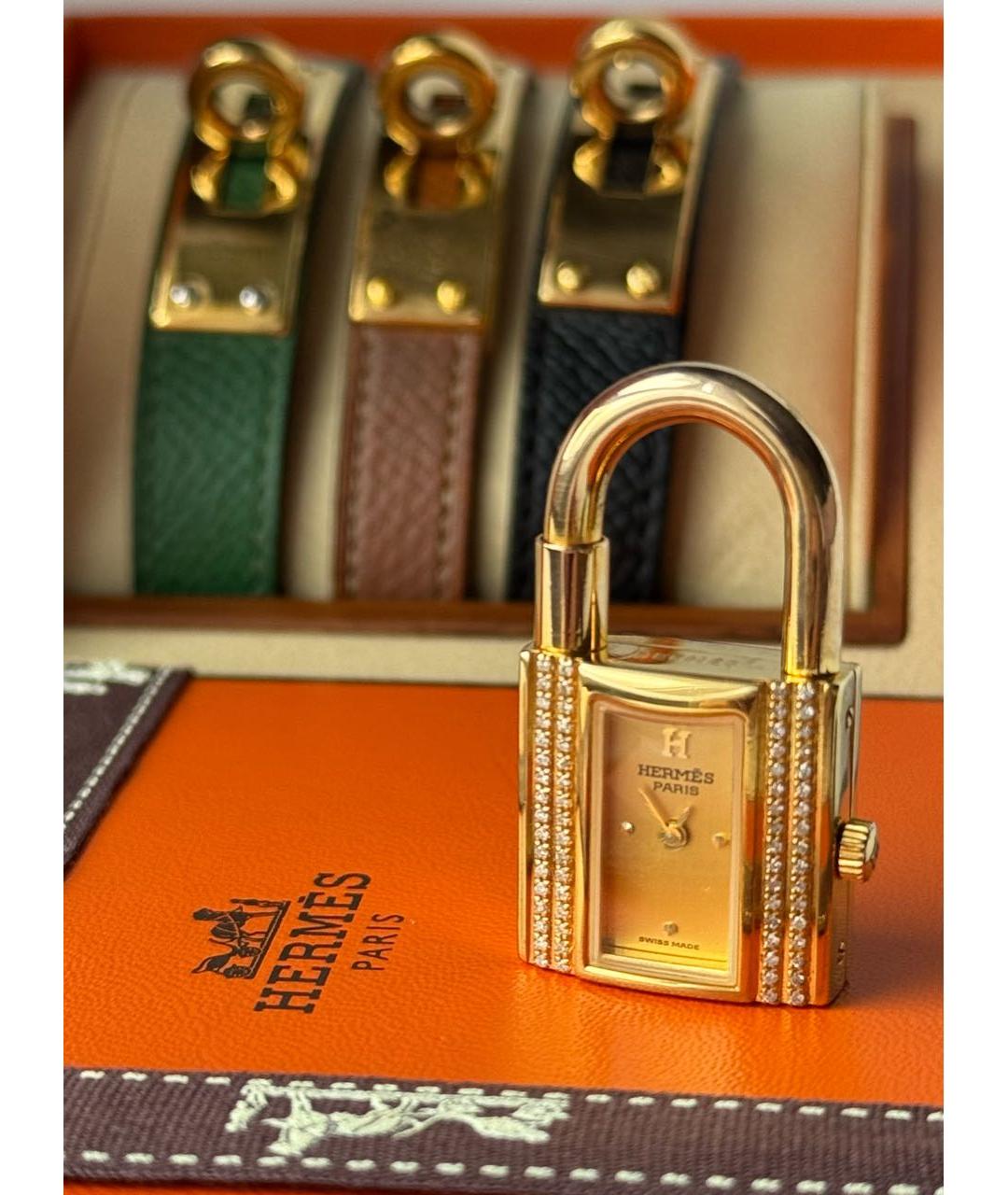HERMES Золотые латунные часы, фото 3