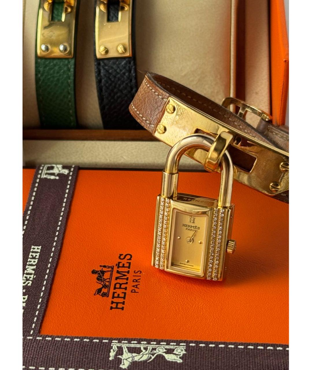 HERMES Золотые латунные часы, фото 5