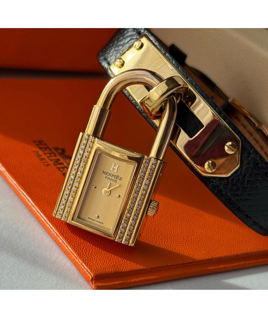 HERMES Золотые латунные часы, фото 2