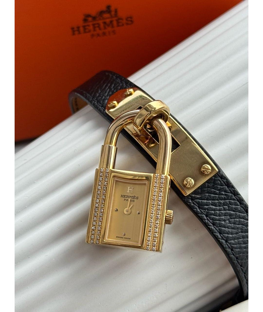 HERMES Золотые латунные часы, фото 4