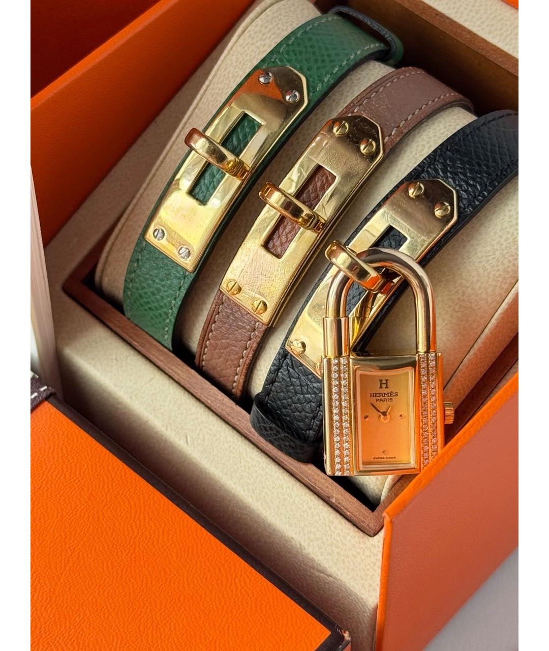 HERMES Золотые латунные часы, фото 9