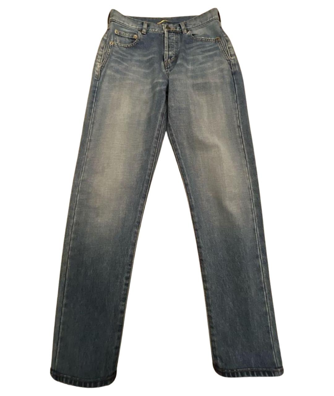 SAINT LAURENT Голубые хлопковые прямые джинсы, фото 1