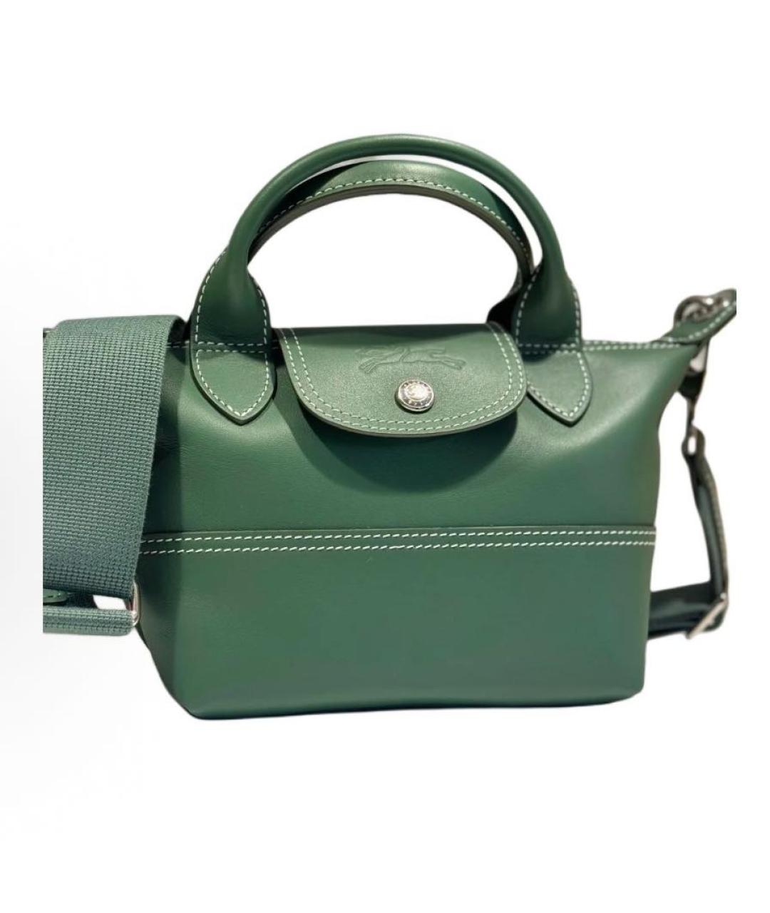 LONGCHAMP Зеленая кожаная сумка через плечо, фото 4