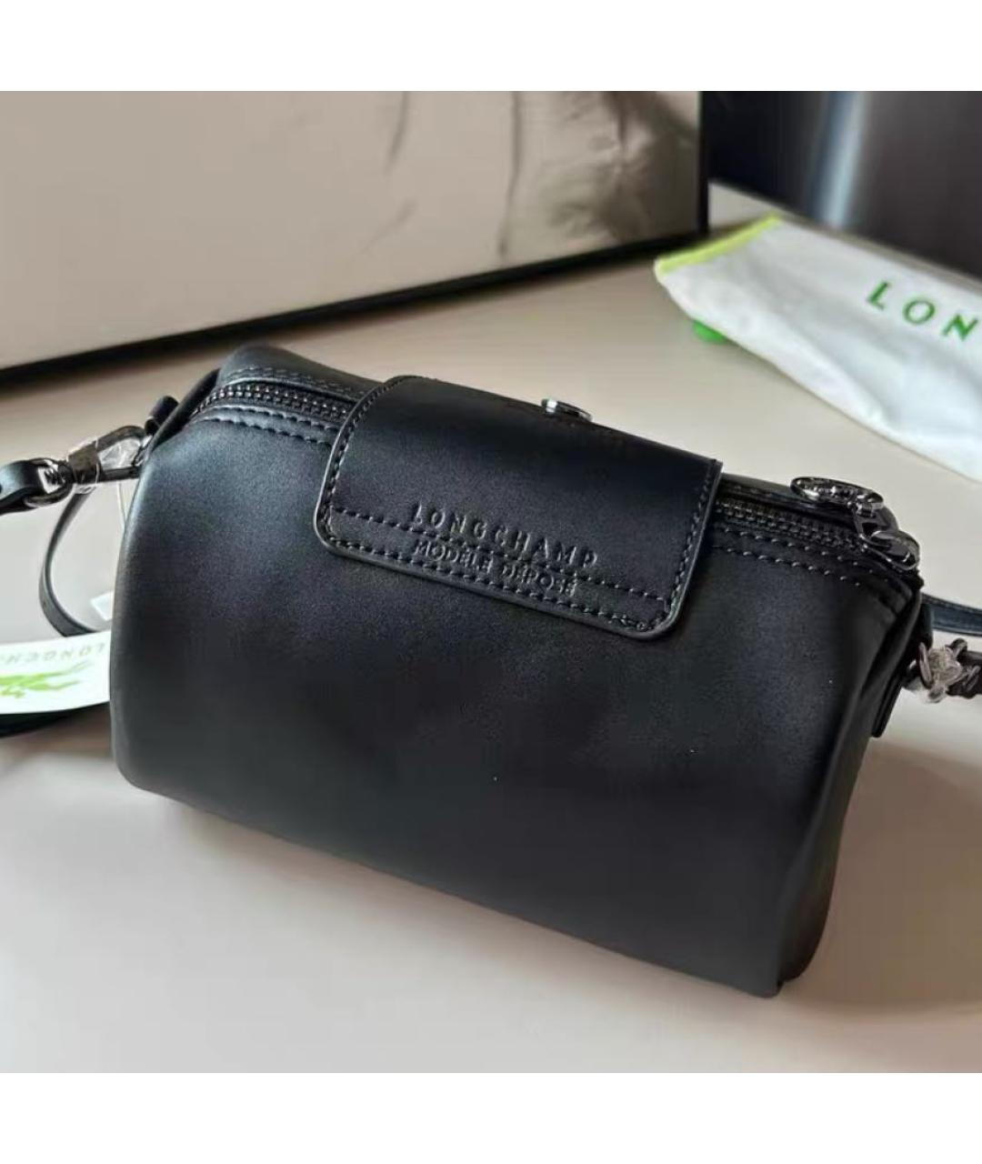 LONGCHAMP Черная кожаная сумка через плечо, фото 4