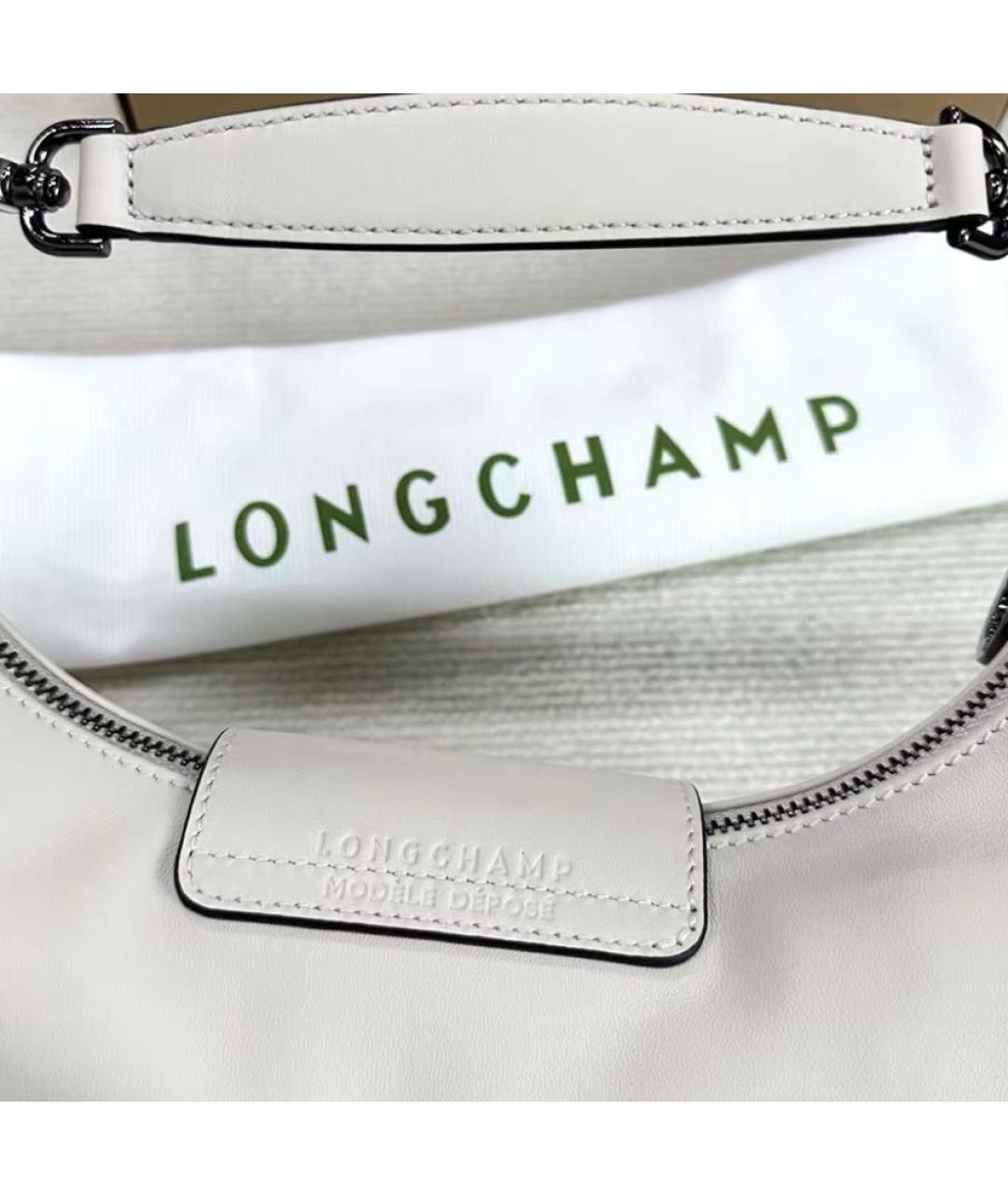 LONGCHAMP Белая кожаная сумка через плечо, фото 8