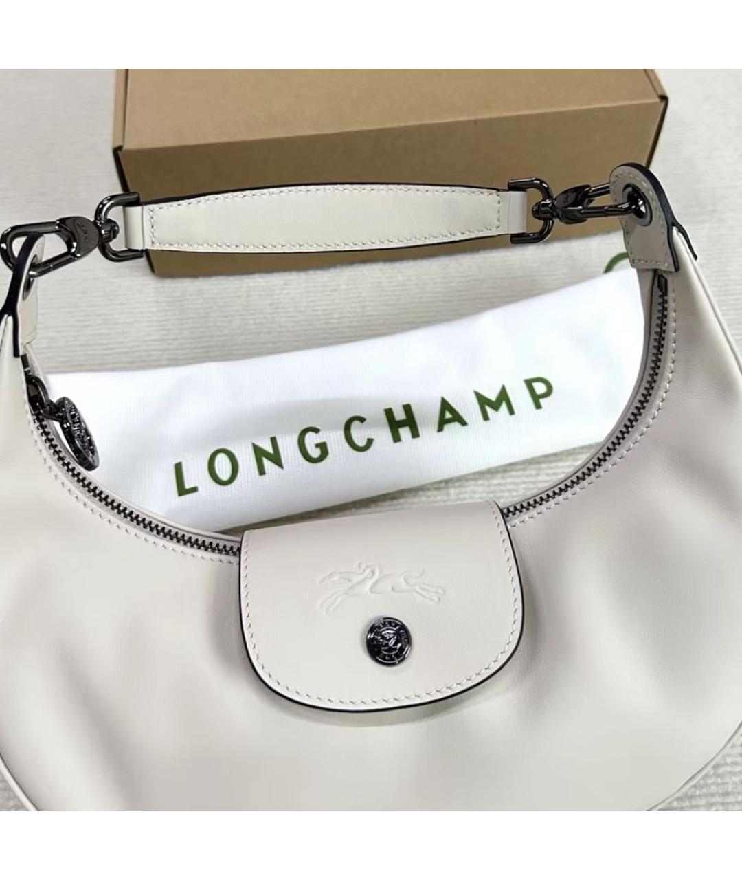 LONGCHAMP Белая кожаная сумка через плечо, фото 2