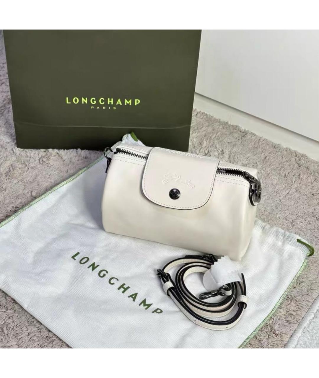 LONGCHAMP Белая кожаная сумка через плечо, фото 3