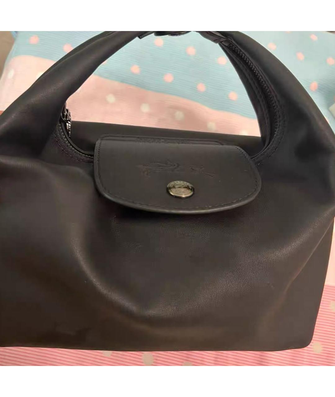 LONGCHAMP Черная кожаная сумка через плечо, фото 2