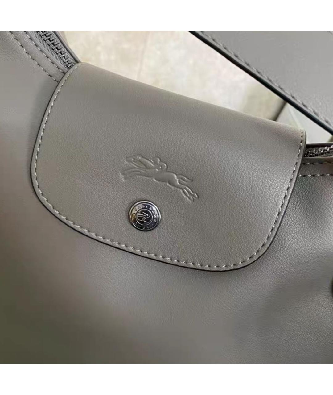 LONGCHAMP Антрацитовая кожаная сумка через плечо, фото 6