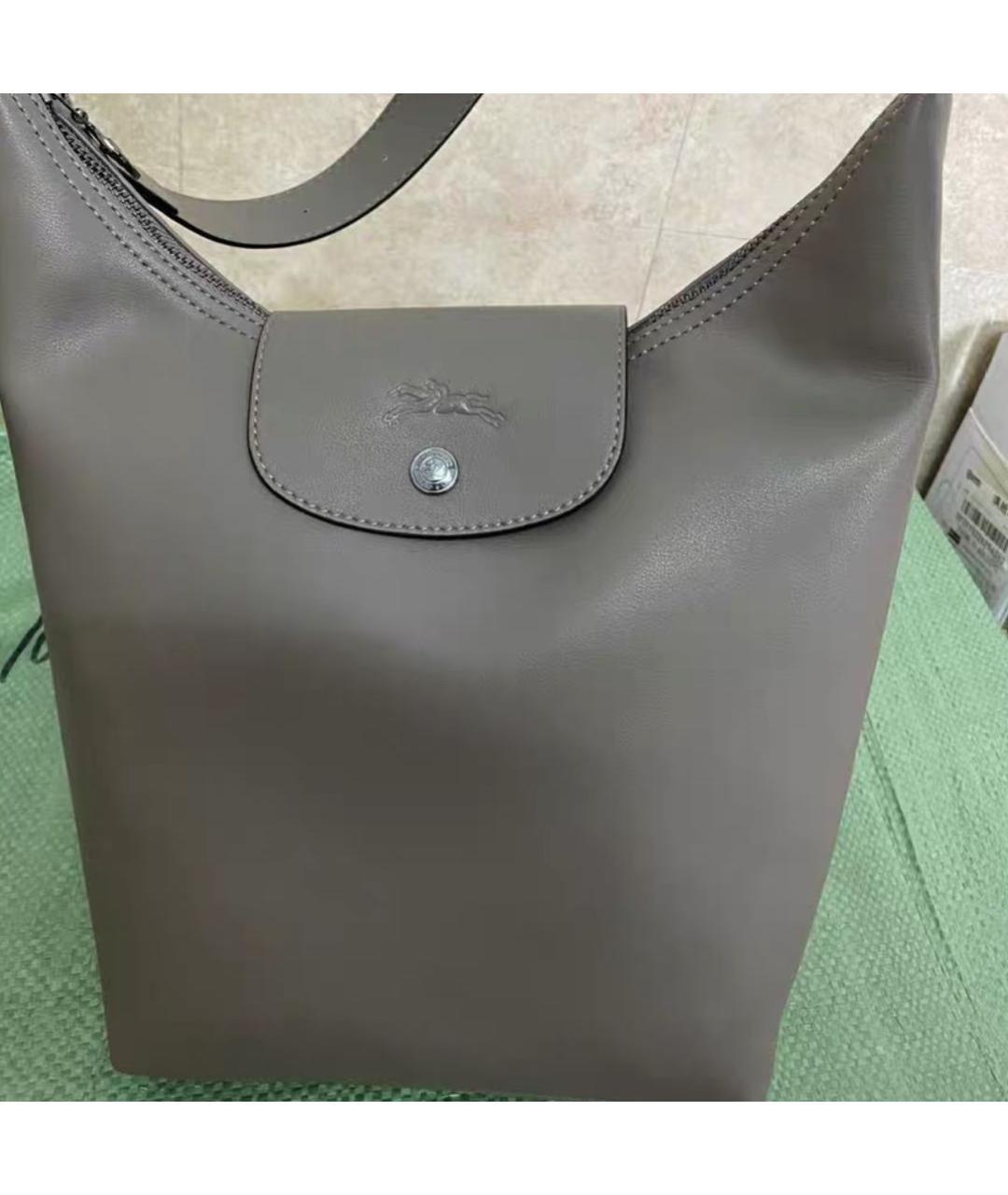 LONGCHAMP Антрацитовая кожаная сумка через плечо, фото 4