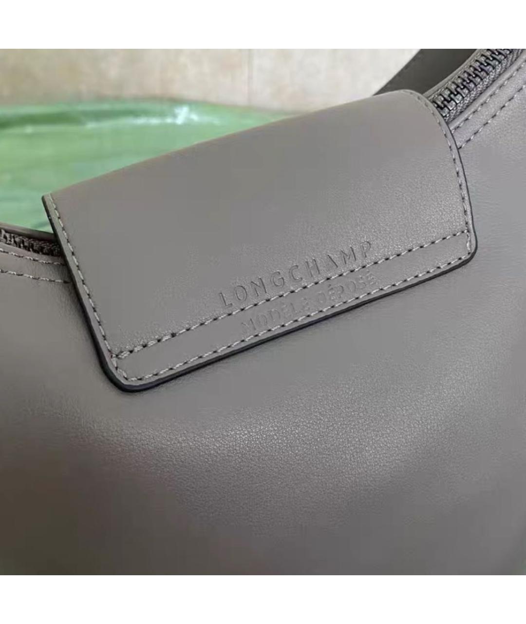 LONGCHAMP Антрацитовая кожаная сумка через плечо, фото 7