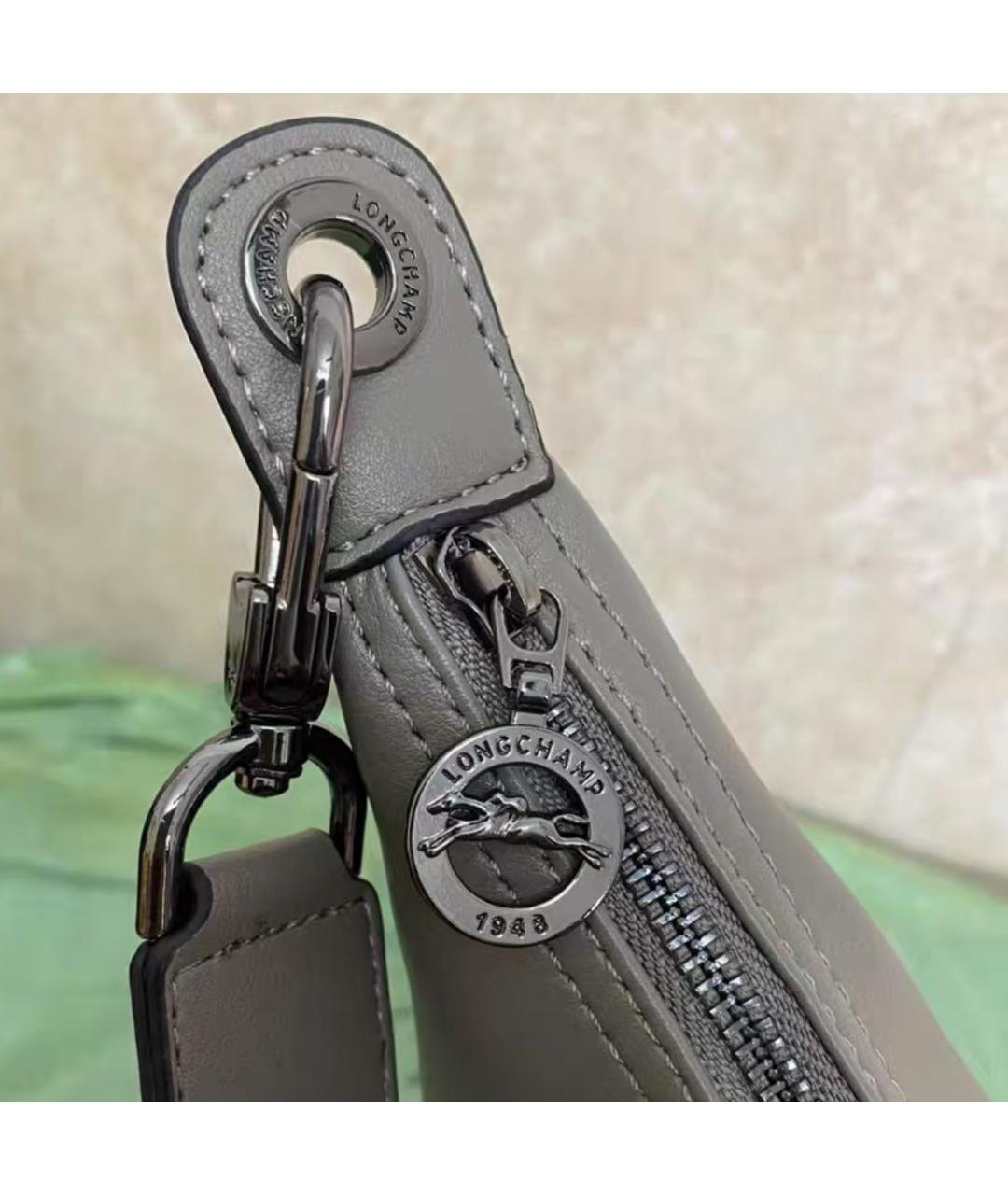 LONGCHAMP Антрацитовая кожаная сумка через плечо, фото 8